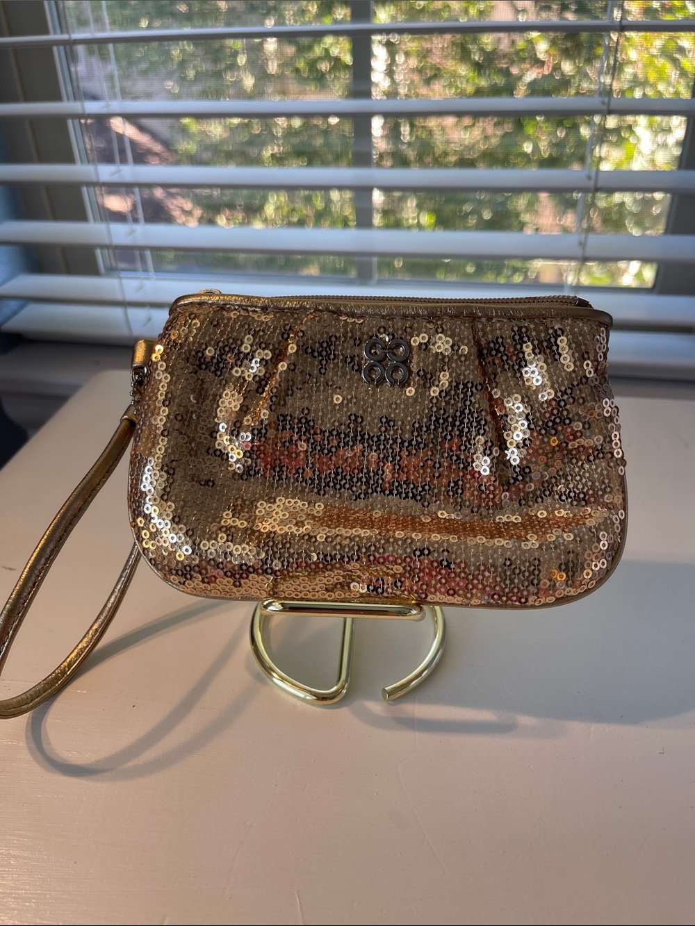 Coach Gold Sequin Wristlet Clutch